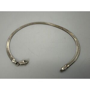 Vintage Italy 925 Sterling Silver Herringbone Flat Chain Bracelet 7.25 Inch